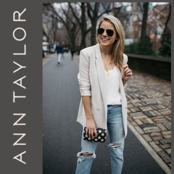Ann Taylor Double Breasted Linen Blend Blazer - Picture 1 of 14